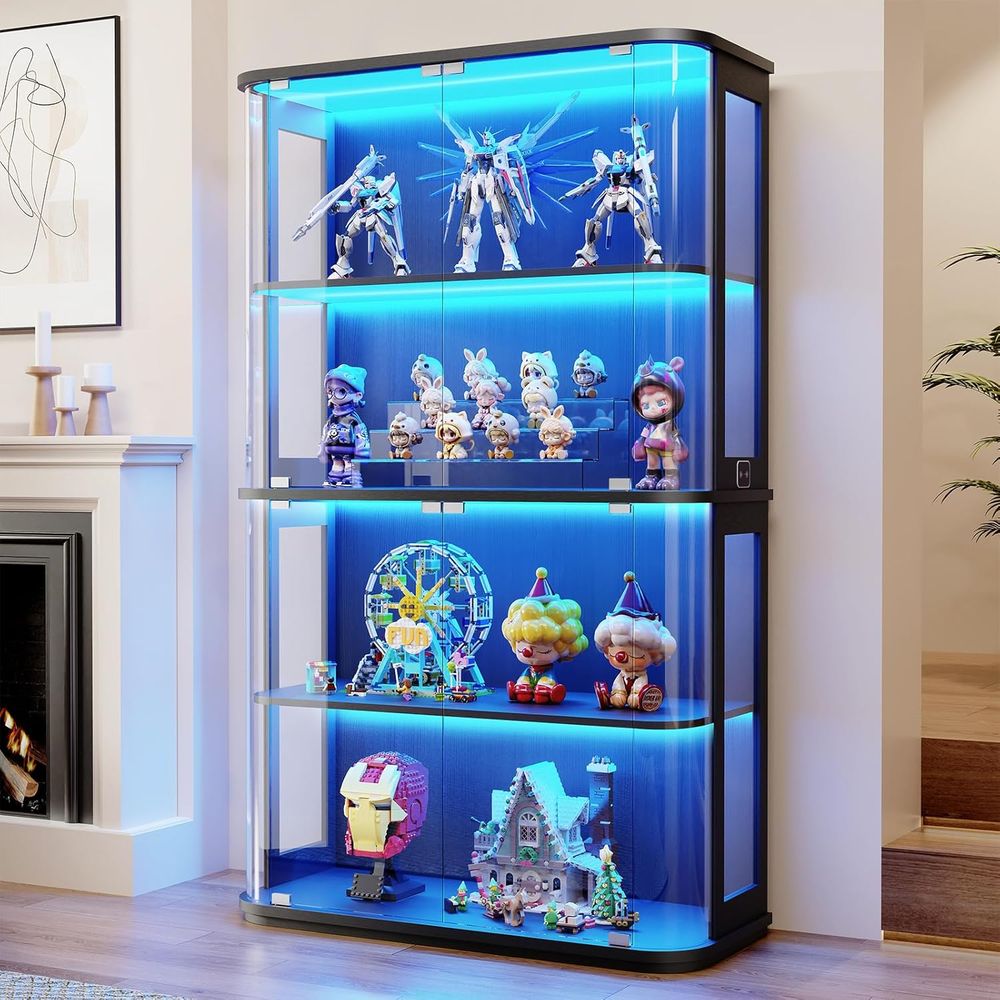 Collectible Collection - Large Rounded Display Cabinet with Glass