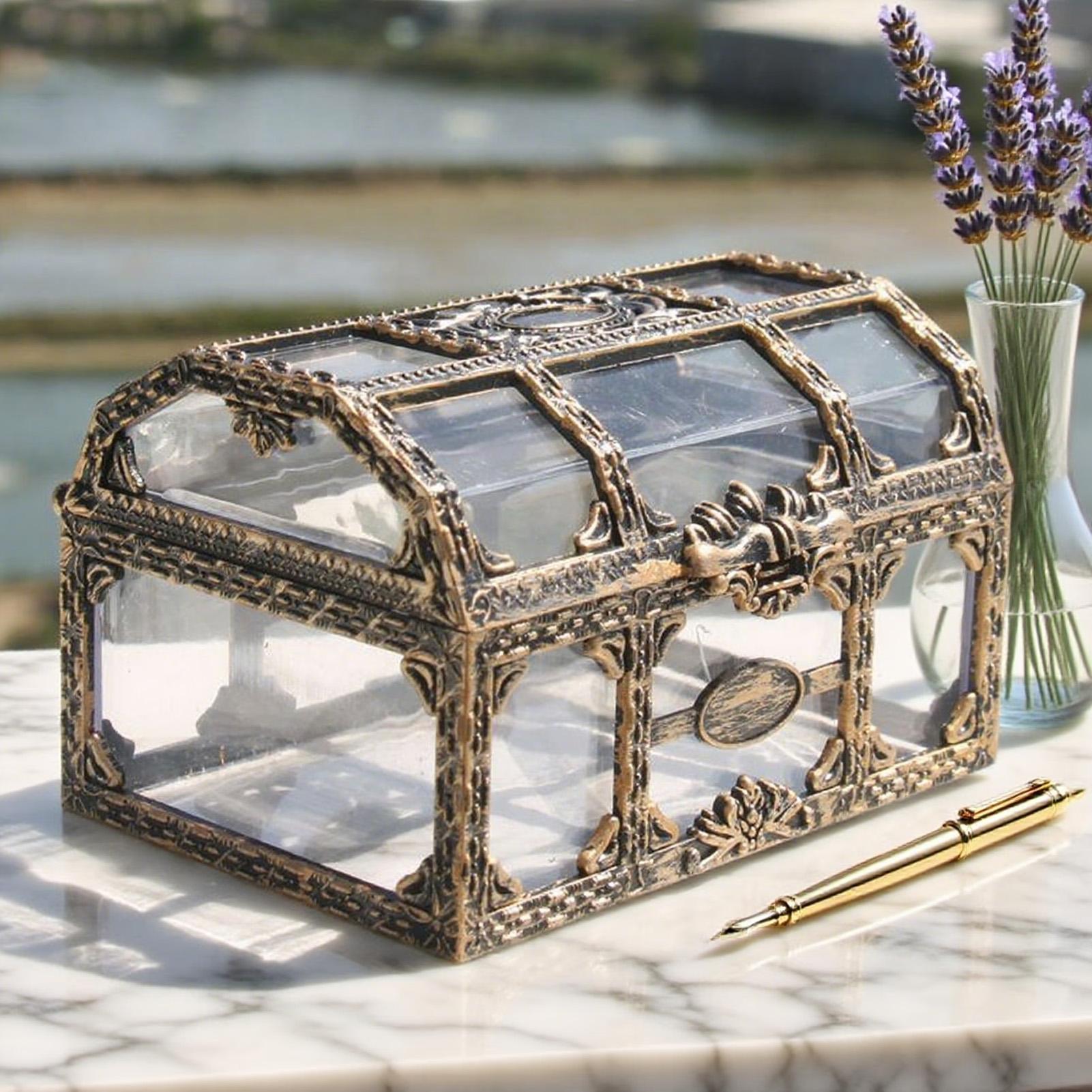 Vintage Items - Pirate Jewelry Chest Transparent Box Vintage