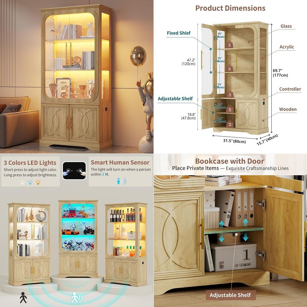 Display Cabinet with Glass Doo - Collectible Collection ulasan dan harga