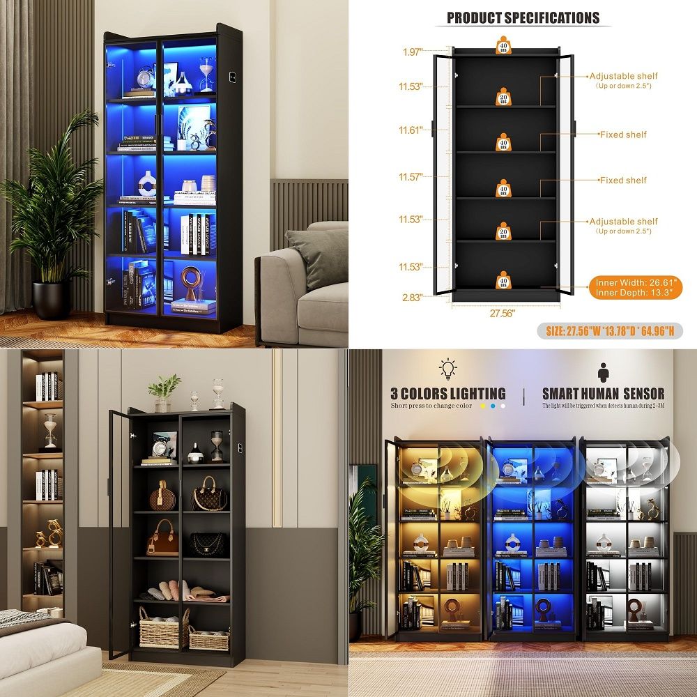Display Cabinet with Adjustabl - Collectible Collection ulasan dan harga