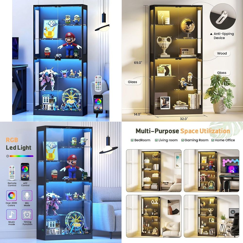 Display Cabinet with Glass Doo - Collectible Collection ulasan dan harga
