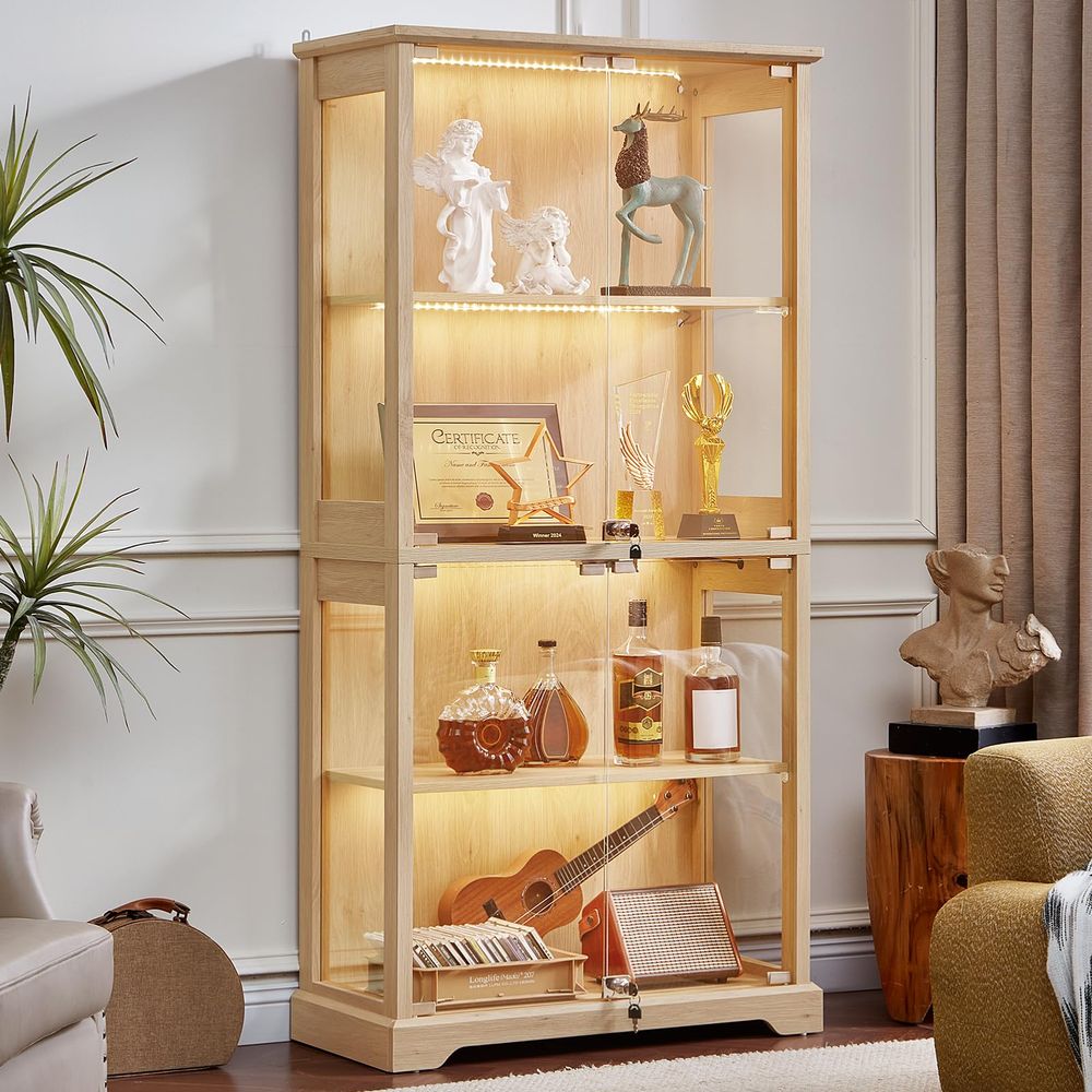 Farmhouse Glass Display Cabine - Collectible Collection ulasan dan harga